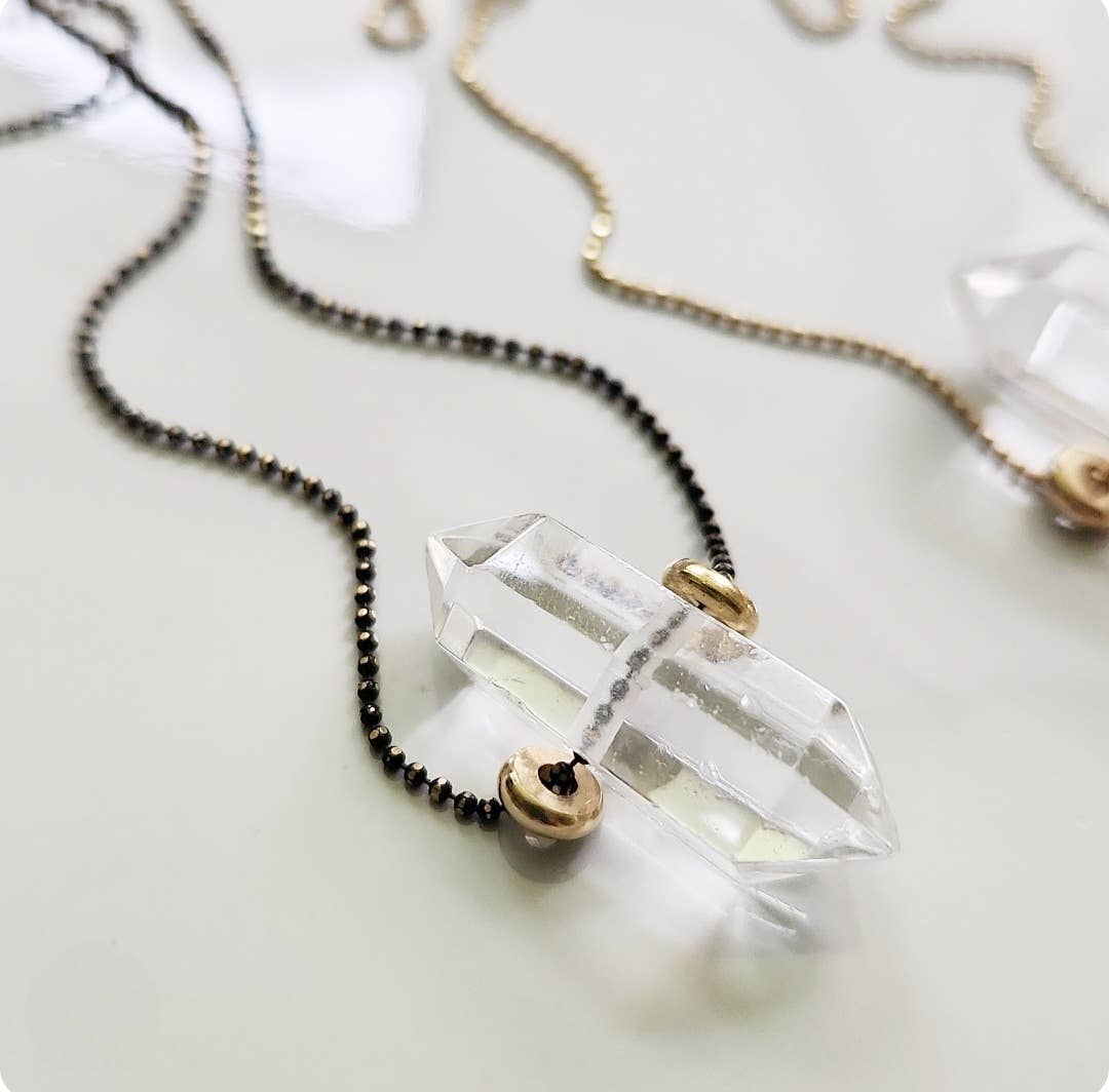 Sara Sela Jewelry - Wholesale Pendant/Charm Necklace - Beaded Herkimer Diamond and  Lepidocrocite Brass Necklaces0