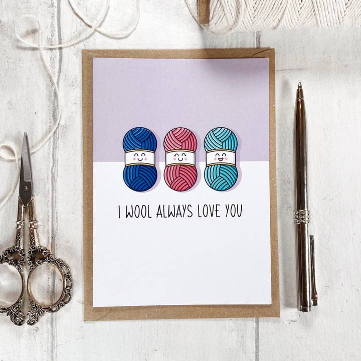 Little Green Stitches - Wholesale Everyday Greeting Card - Needlecraft Greetings Card, Knitting Cards, Crochet Card
