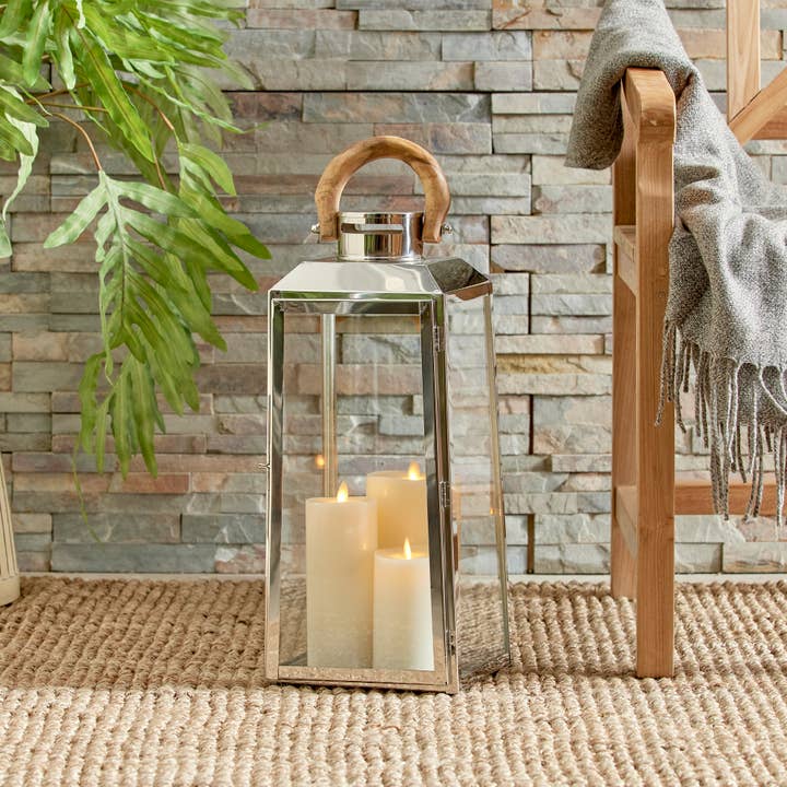Stainless Steel Natural Oceanside Outdoor Lantern Large for wholesale on Faire1