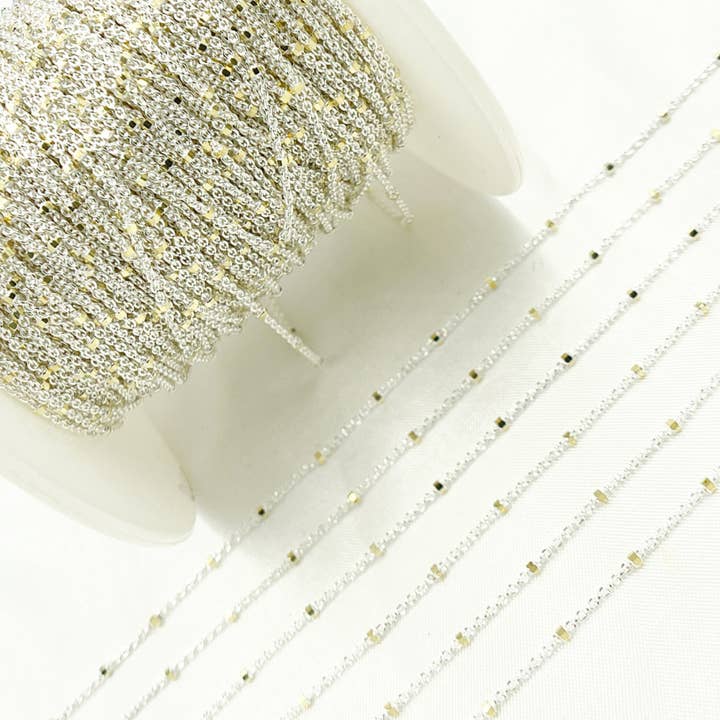 Jewels & Chains - Wholesale Link & Chain Necklace - Z36GS2. 925 Sterling Silver Satellite Gold Plated Cube Chain4