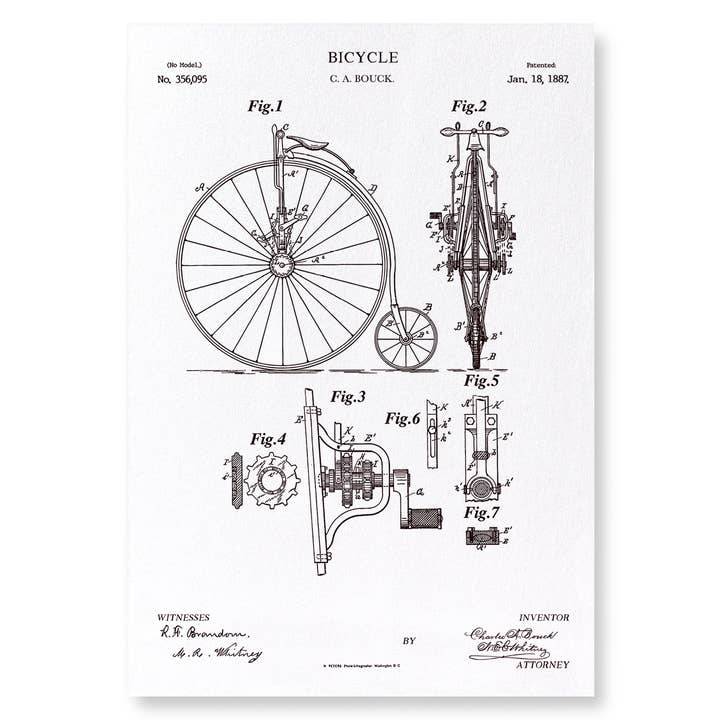 PATENT OF BICYCLE (1887): 2xPrints for wholesale by Ezen Trade