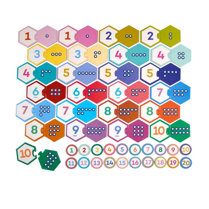 eeBoo - Wholesale Brain Game - Kids - Numbers Hexagon Puzzle Pairs