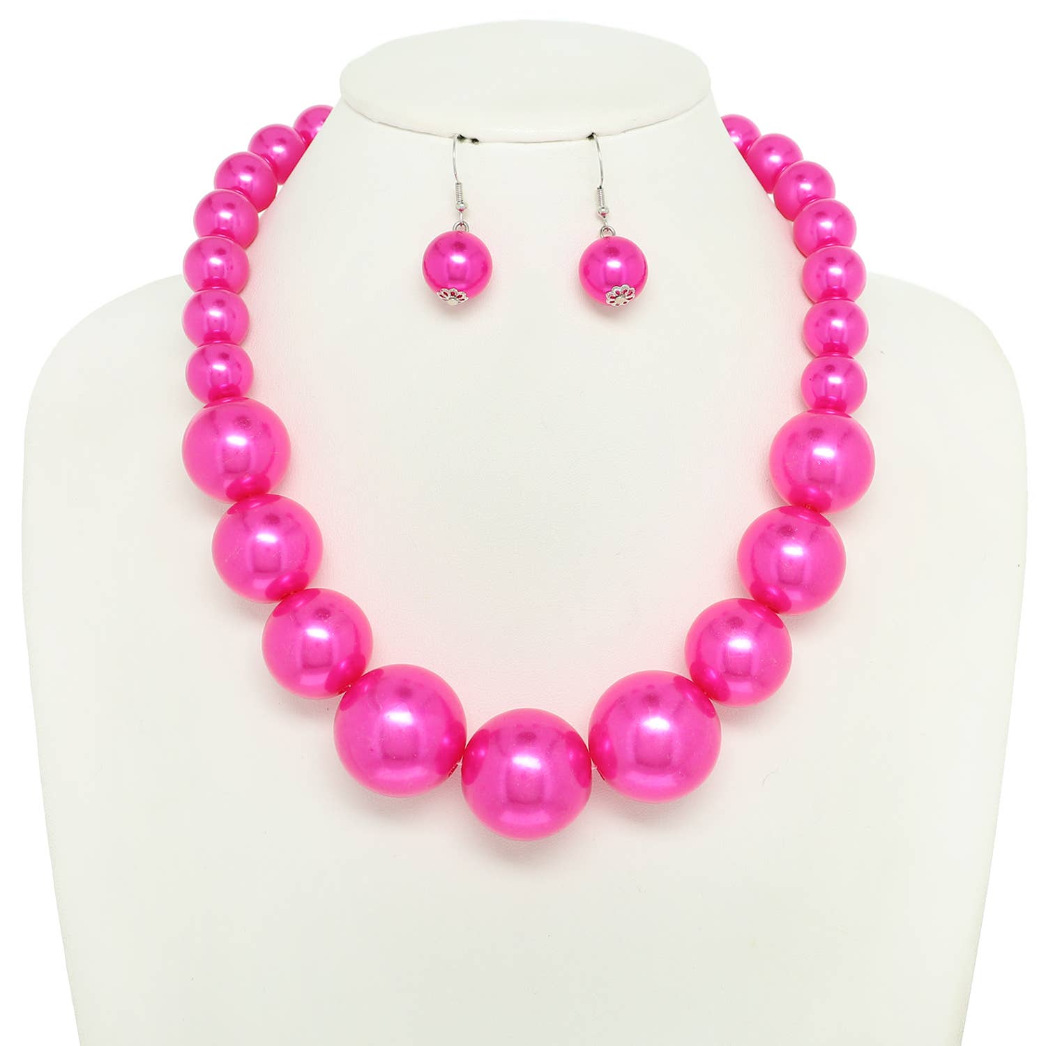 SP Sophia Collection - Wholesale Jewelry Set - Pearl Large Bead Statement Necklace Earring Set 7