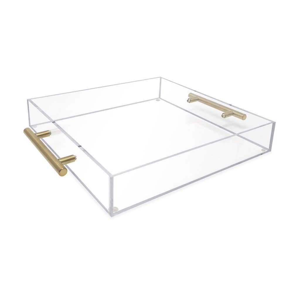 Isaac Jacobs International - Wholesale Serving Tray - Isaac Jacobs Clear Acrylic Serving Tray with Metal Handles20