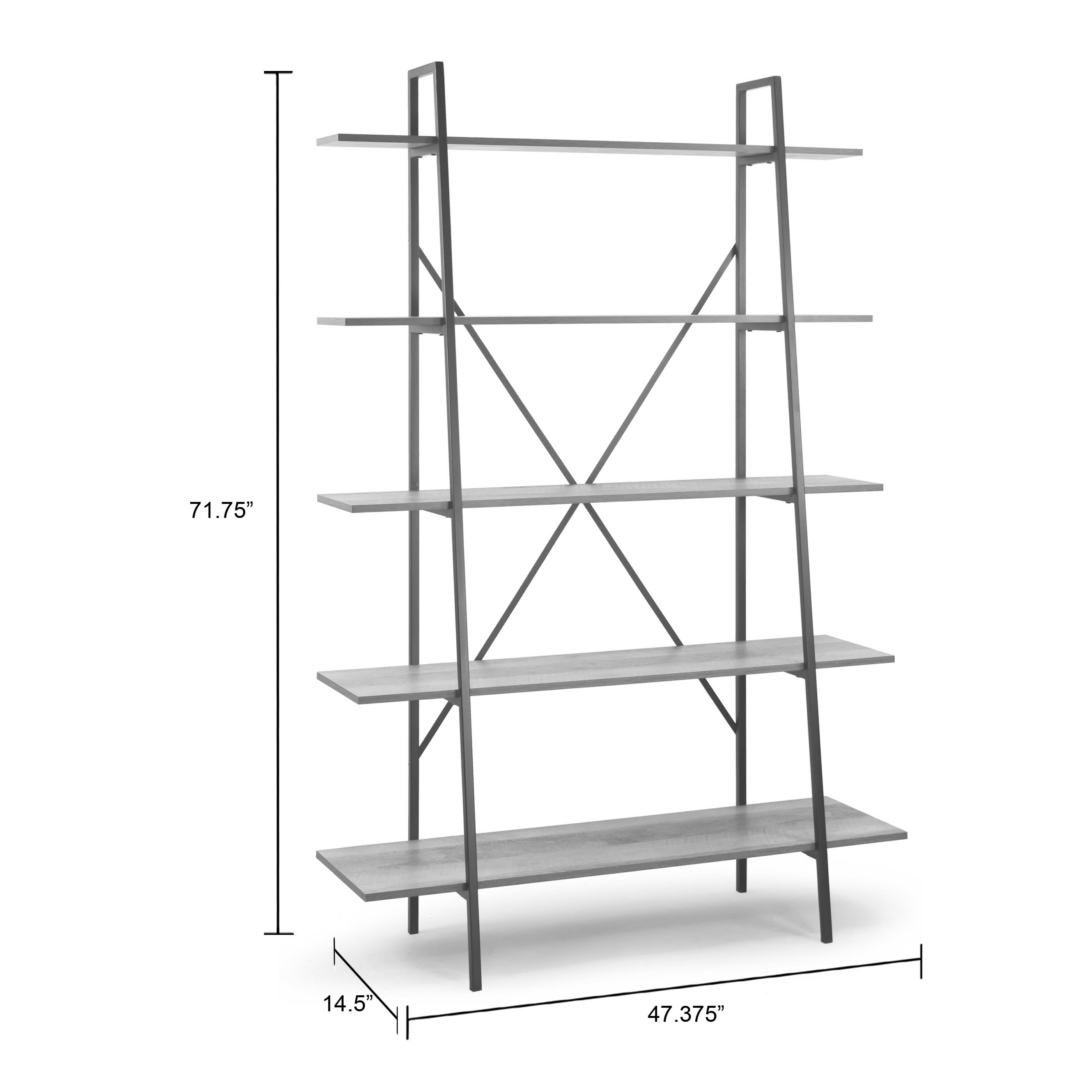Glamour Home - Vente Étagère flottante - Bibliothèque échelle inclinée August 182 cm cadre métal brun clair, 5 étagères5