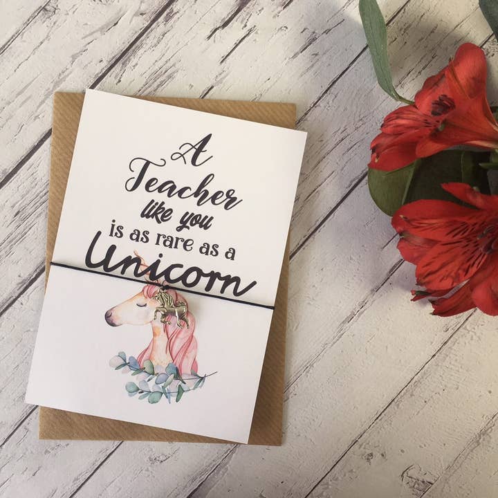 A6 postcard print - A Teacher like you is as rare as a Unicorn for wholesale by Dios Designs