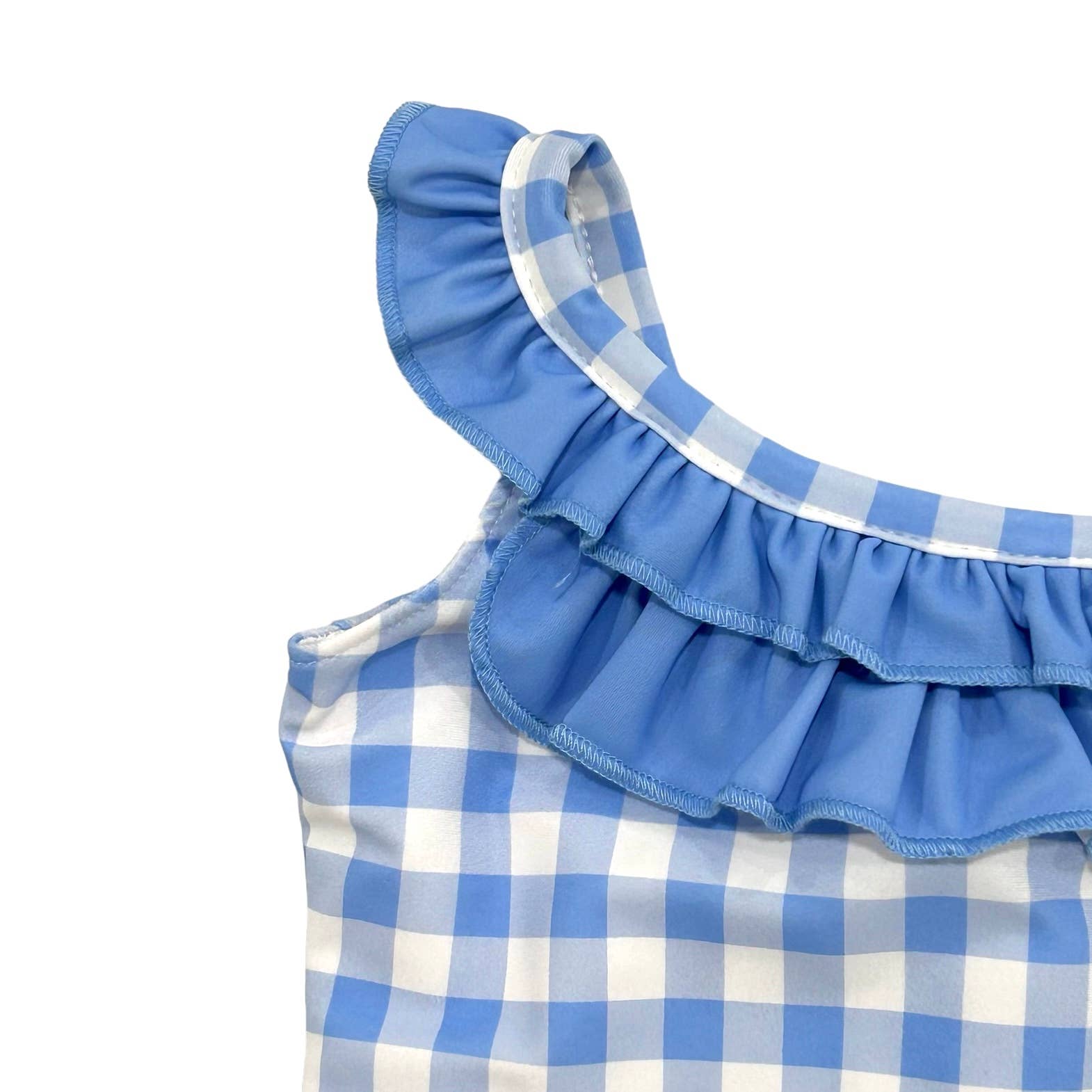 Sugar Bee Clothing - Vente Maillot de bain une pièce – enfant - Maillot de bain fille - Dos noué - Vichy bleu8