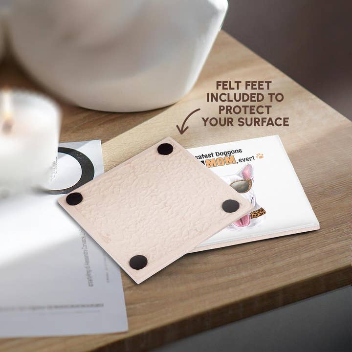 3dRose - Wholesale Coasters - 3dRose, Mothers Day Dog in Cheetah Print a Staffordshire Bull Terrier, Coaster3