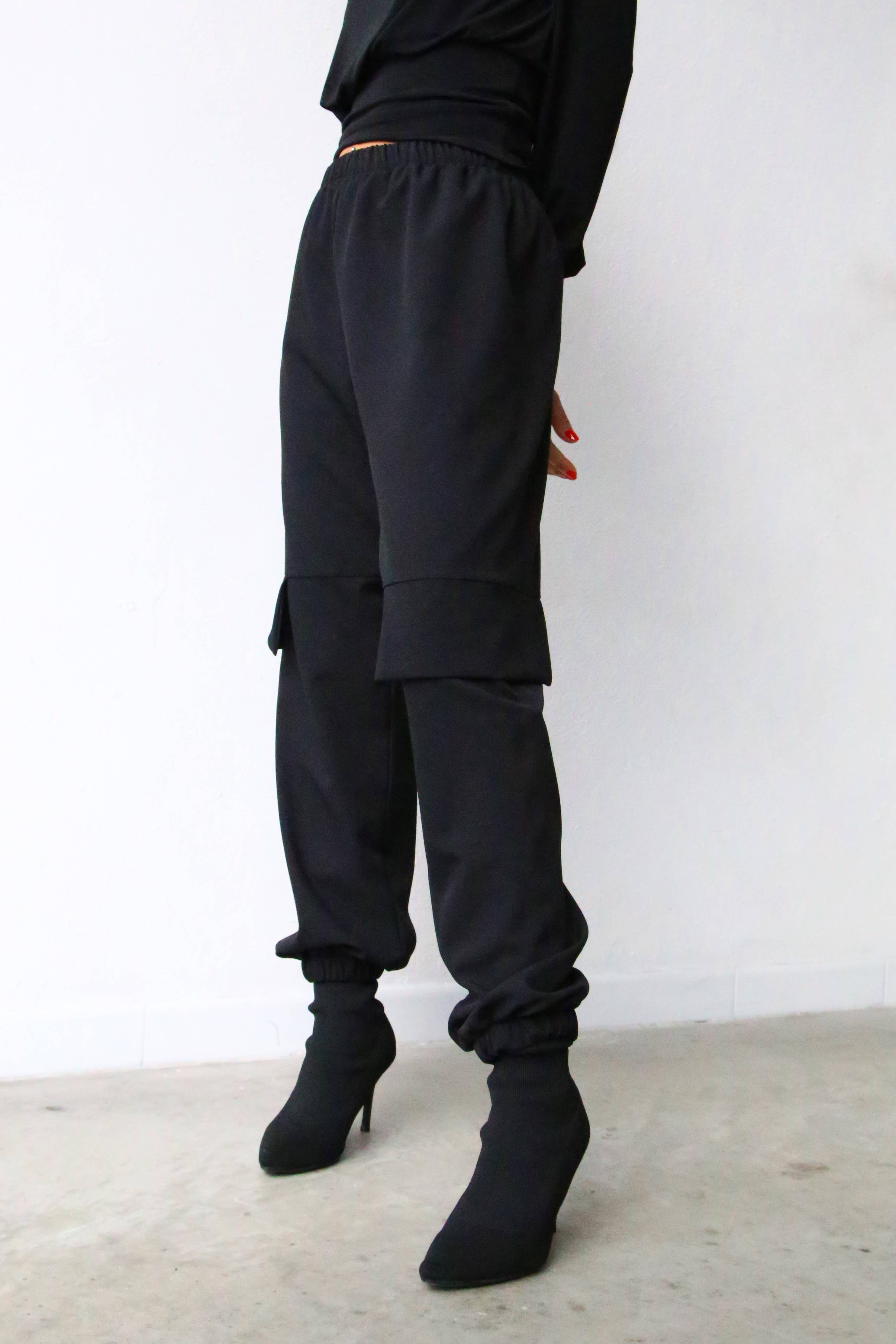 Sable P4050 BLACK CARGO PANTS WITH ELASTIC HEM for wholesale on Faire1