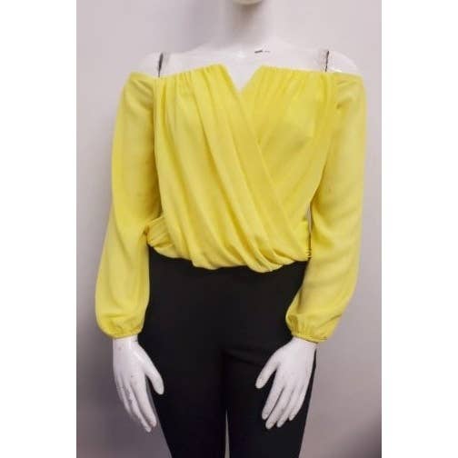 Curve Market - Wholesale Blouse - Women's - PLUS SIZE CHIFFON OFF THE SHOULDER SURPLICE TOP16