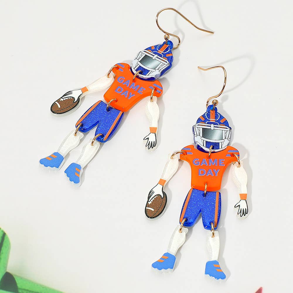 Sensibling Corp. – wholesale Dangle earrings – Resin GAME DAY Football Player Dangle Earrings4