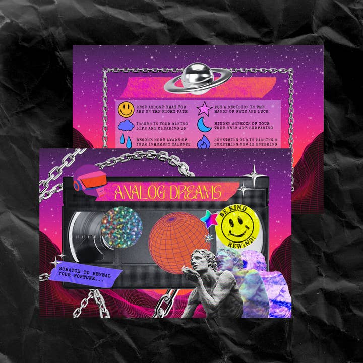 Cosmic Butcher - Wholesale Tarot Cards - 'Analog Dreams" Retro VHS Vaporwave Scratch Off Fortune Card