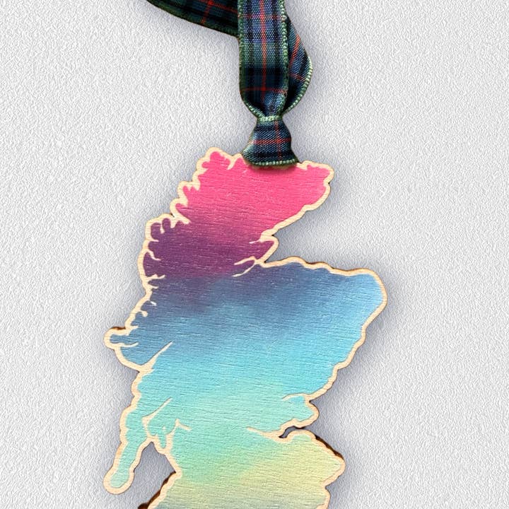 Hanging Decoration - Watercolour map of Scotland, Pastel for wholesale by Havens Treasures