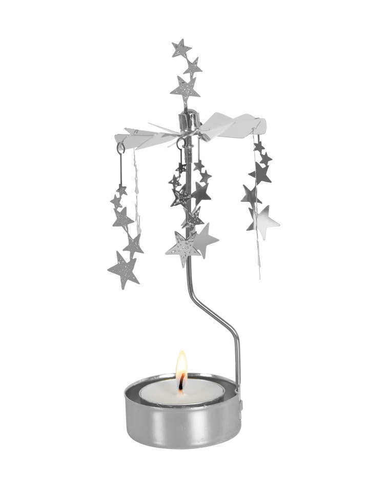 Rotary Candleholder, Night Sky, Silver for wholesale by Talla Imports