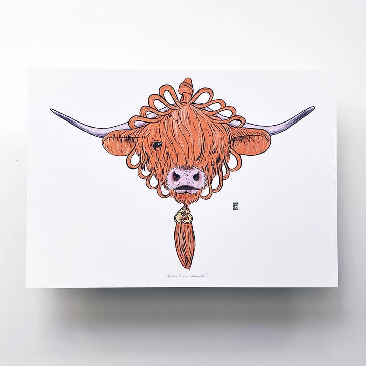 Highland Coo-llaboration Prints for wholesale by Sarah Kwan Artist