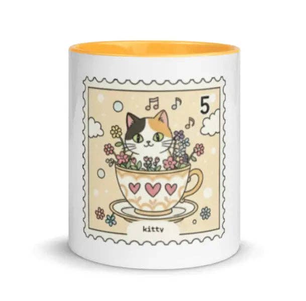 EME regalos - Wholesale Coffee Mug - Kitten mug with orange interior