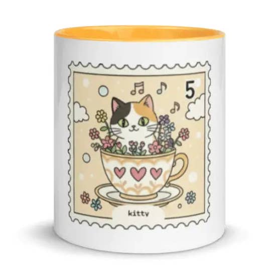 Chávena gatinho cor interior laranja por atacado de EME regalos