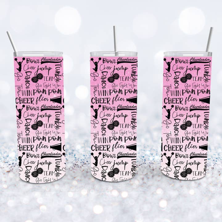 Cheerleading Pink Glitter Tumbler for wholesale by Beyond Bayside