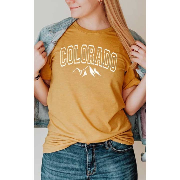 Colorado Varsity Lettering Mountains Graphic Tee for wholesale by Select Apparel