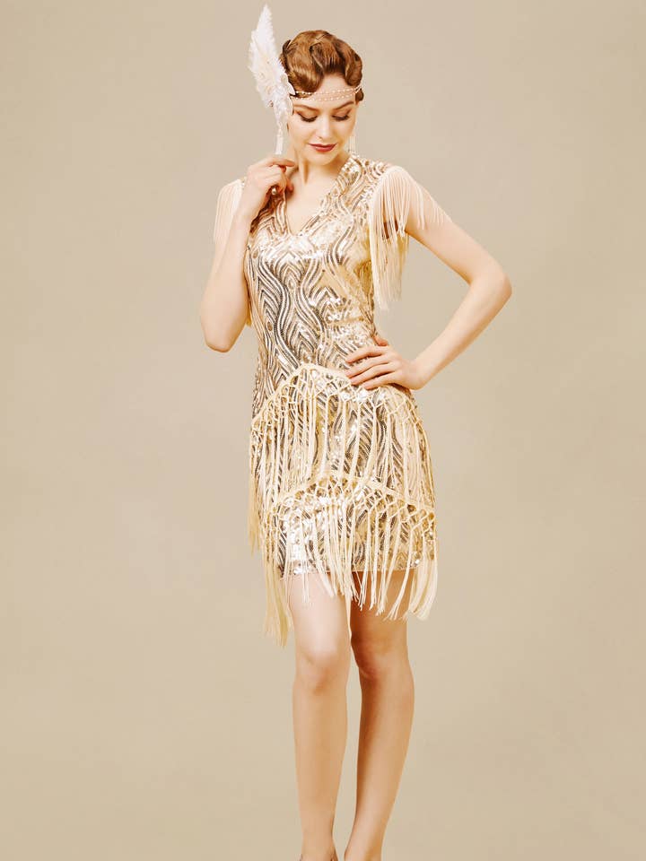 1920s Sparkly Sequin Bodycon Flapper Dress for wholesale by BABEYOND