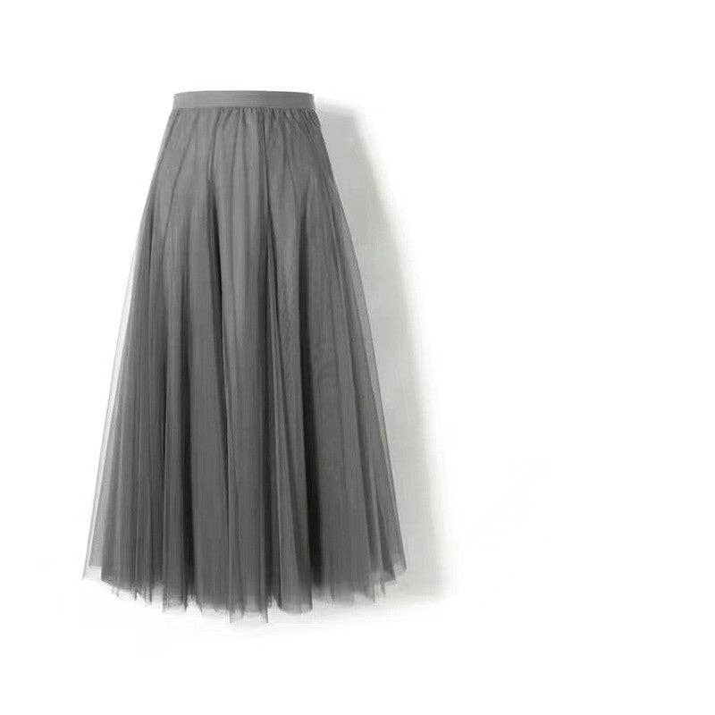Plush Looks - Wholesale Skirt - Women's - Midi Pleated Tulle Skirt1