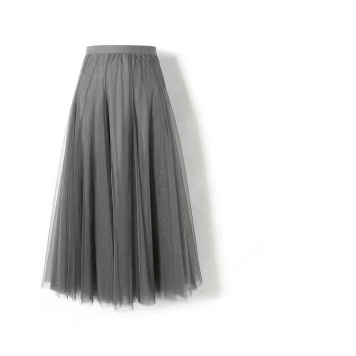 Plush Looks - Wholesale Skirt - Women's - Midi Pleated Tulle Skirt1