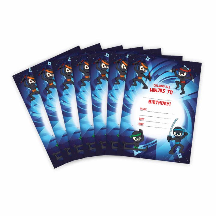 Ninja Warrior Birthday Party Theme Invitation (14-Pack) for wholesale by Huxters