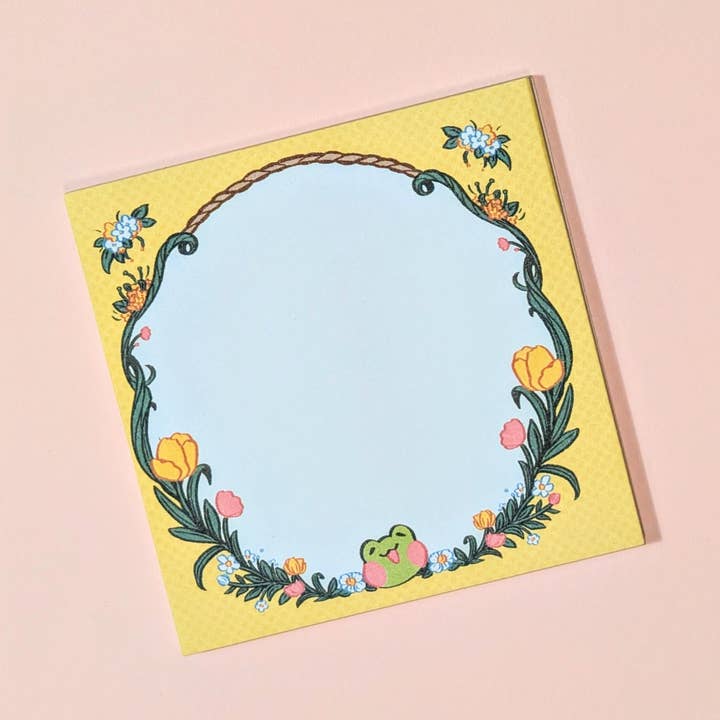 Rani Floral Wreath sticky note || Rani the Froggie for wholesale by Kittygorian