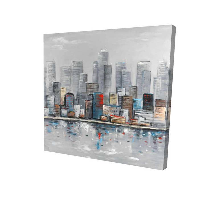 Toile Abstraite de Skyline de Ville | Décor Contemporain de Chambre pour la vente par BEGIN HOME DECOR