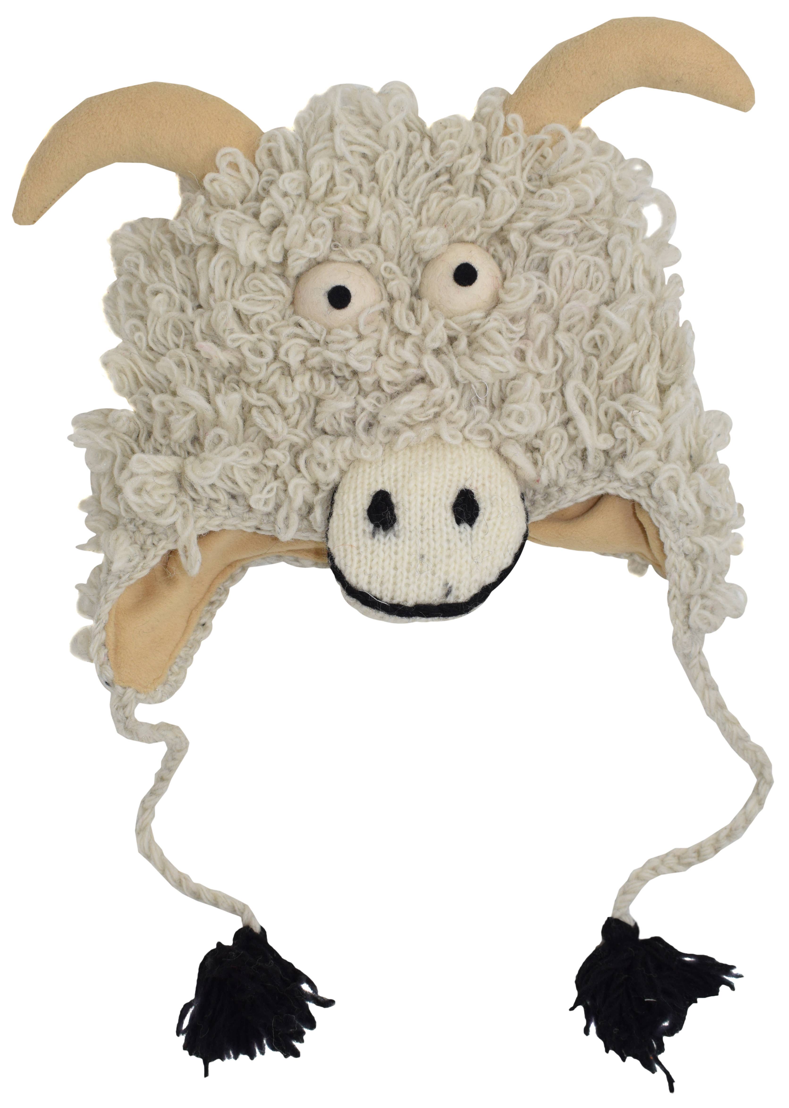 Gheri – wholesale Trapper/Bomber Hat - Unisex – Woolen Handknitted Fleece Lined Trapper Animal Hat Goat Fox9