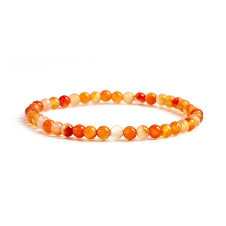 Crystal Bracelet - 4mm Carnelian, pack of 5 for wholesale by Earths Elements Wholesale