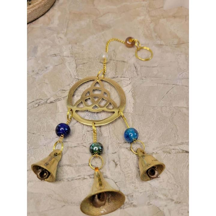 Handmade Brass Wind Chime with bells Triquetra Witch Bells for wholesale by My Magic Place Shop