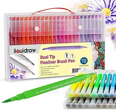 Liquidraw – Engroshandel Marker – Liquidraw Dual Tip Brush Penne Fineliner Farvesæt Fineliners Farvede Akvarelmarkører I Etui Til Voksen Farvebøger, Skitsering, Maleri, Kalligrafi, Tegning & Bogstaver3
