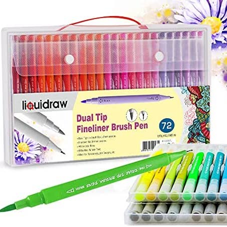 Liquidraw – wholesale Marker – Liquidraw Dual Tip Brush Pens Fineliner Colouring Set Fineliners Coloured Watercolour Markers In Case For Adult Colouring Books, Sketching, Painting, Calligraphy, Drawing & Lettering3