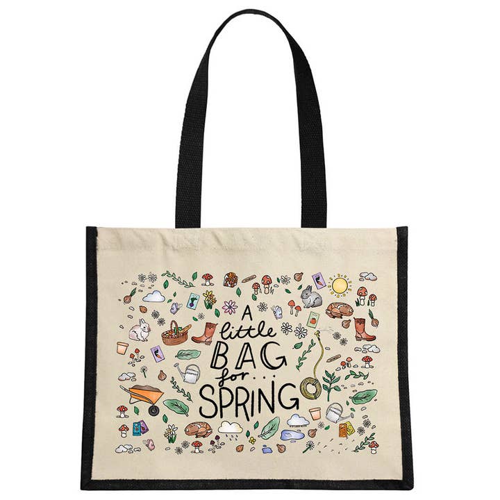 Una pequeña bolsa para primavera Bolsa de yute crema y negra para venta al por mayor de Stubbs Mugs