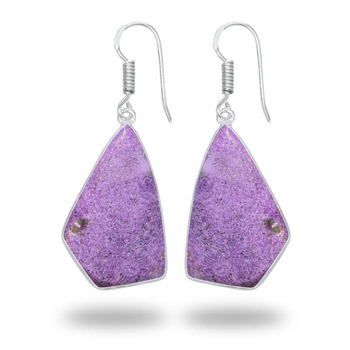 Handmade Jewels - Wholesale Dangle Earrings - Stichtite Earrings – Silver-Plated Bezel, Handmade Design12