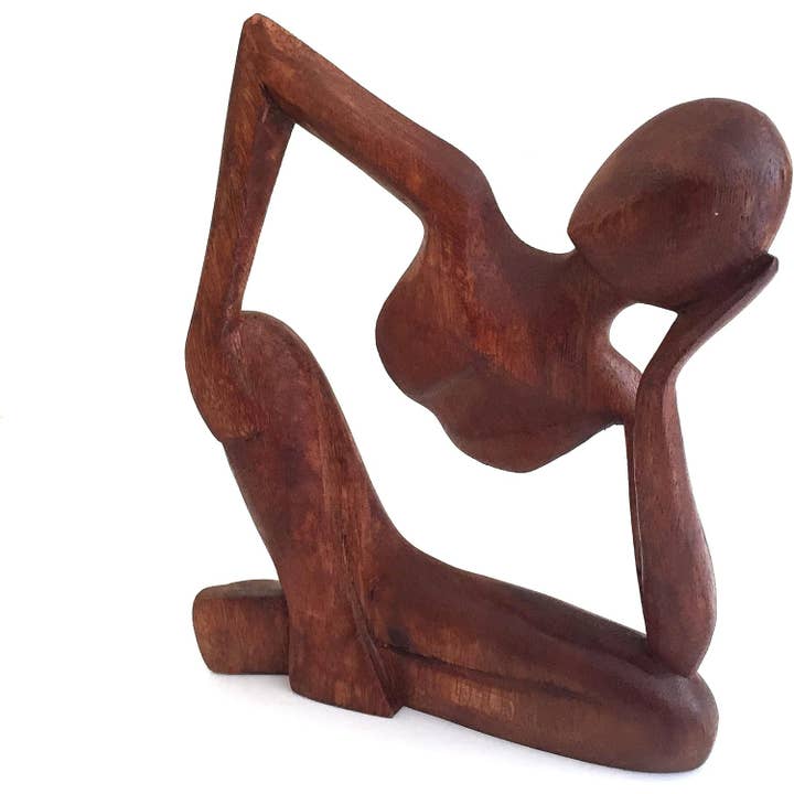 OMA - Eclectic Home - Wholesale Sculpture - Wood Thinker Thinking Man Statue Modern Abstract Home Decor