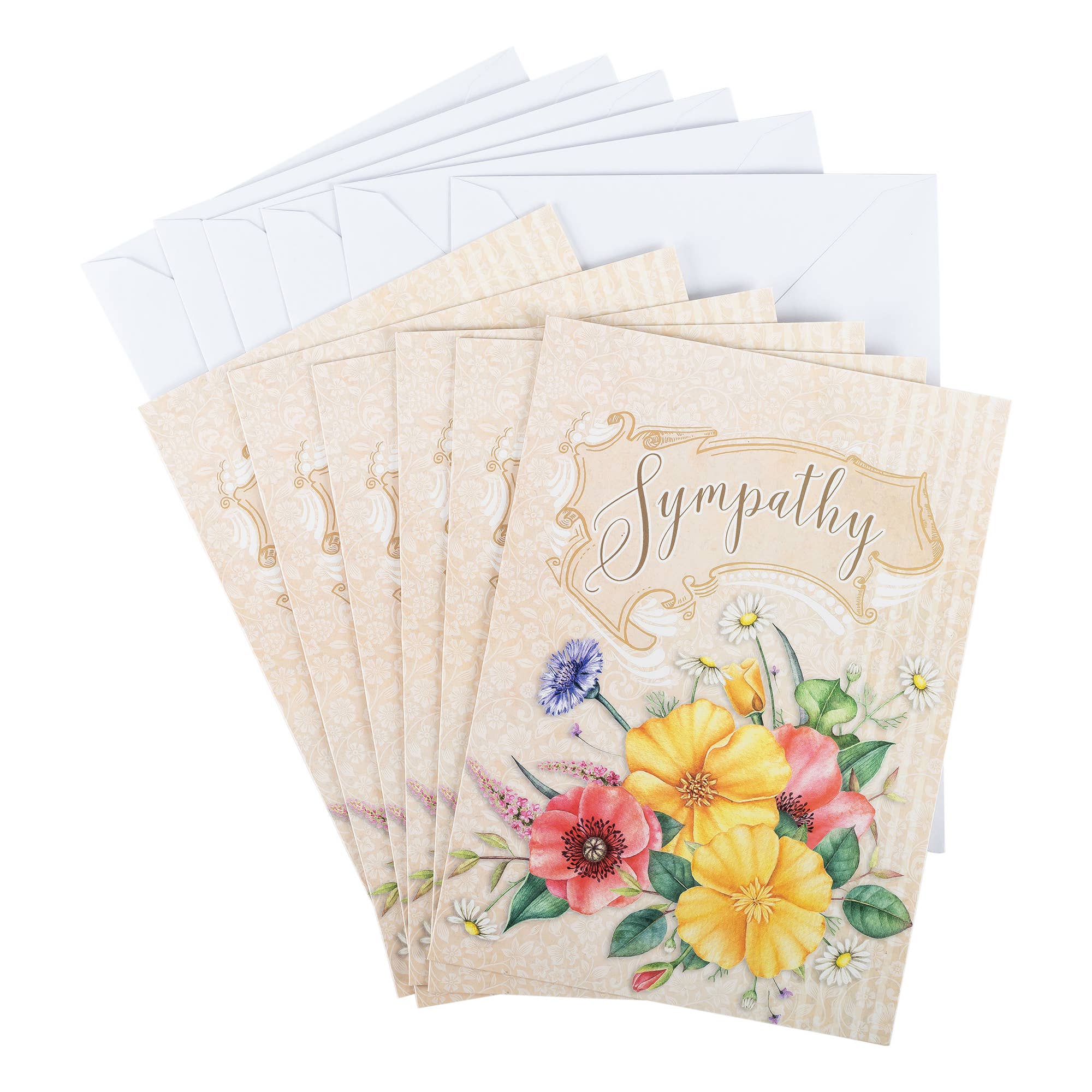 Divinity Boutique - Wholesale Sympathy Card - Single Cards: Sympathy Floral 2 Corinthians 1:3 (Set of 6)7