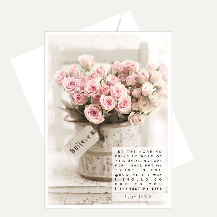 Let The Morning Bring Word - Psalm 143 Faith Friendship Card for wholesale by Bellflower Girl