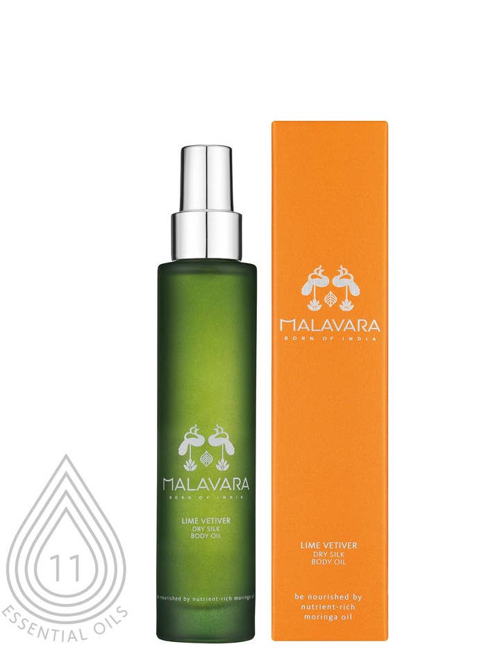 Huile pour le corps Lime Vetiver Dry Silk pour la vente par Malavara