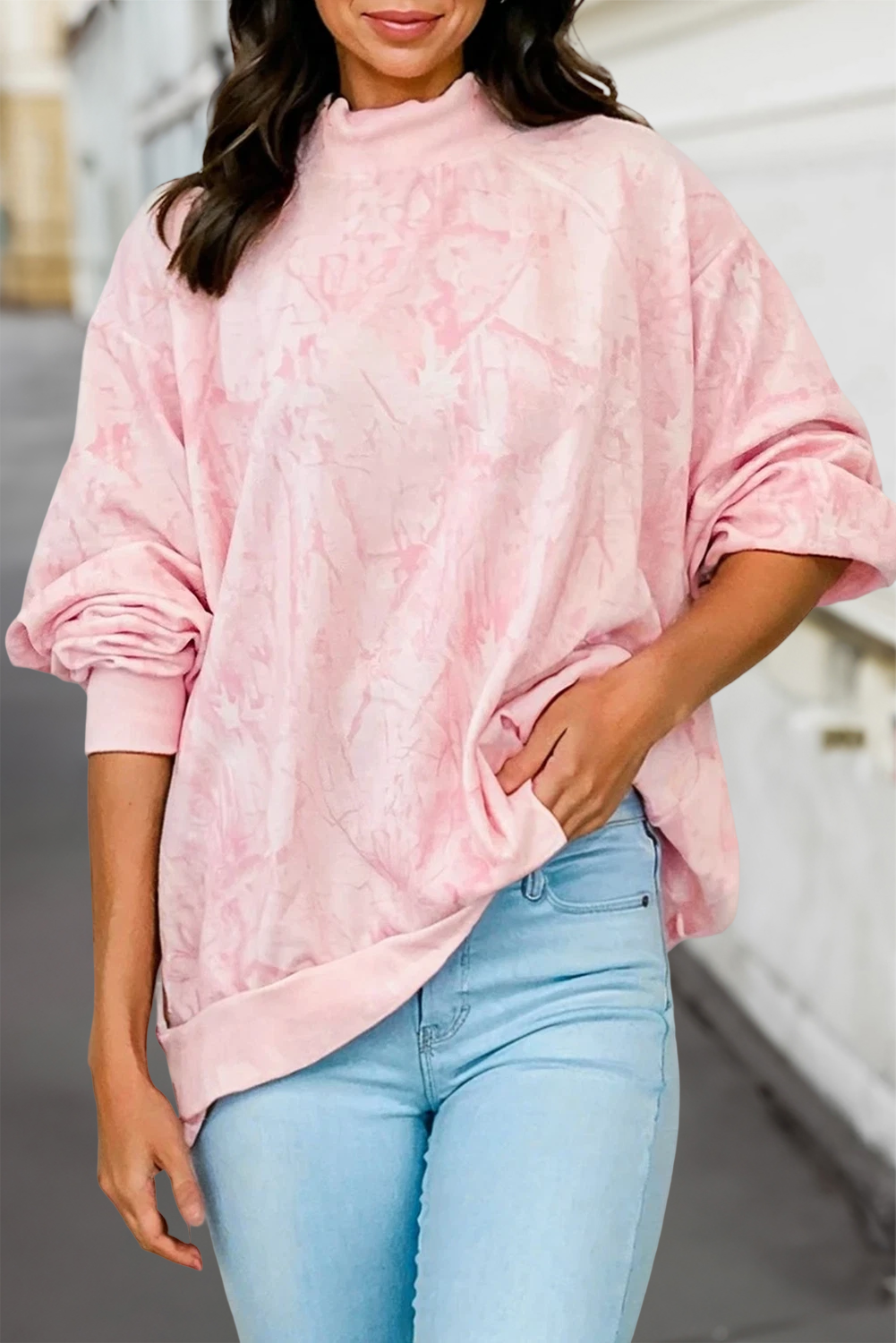 Aapparella - Wholesale Sweatshirt - Women's - Abstract Print Mock Neck Sweatshirt | S-XL1