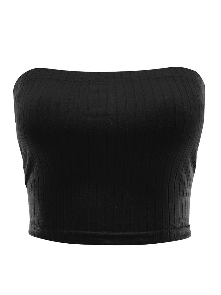 Top a tubo da donna senza spalline a costine per la vendita all'ingrosso da parte di Fashion Mille Inc