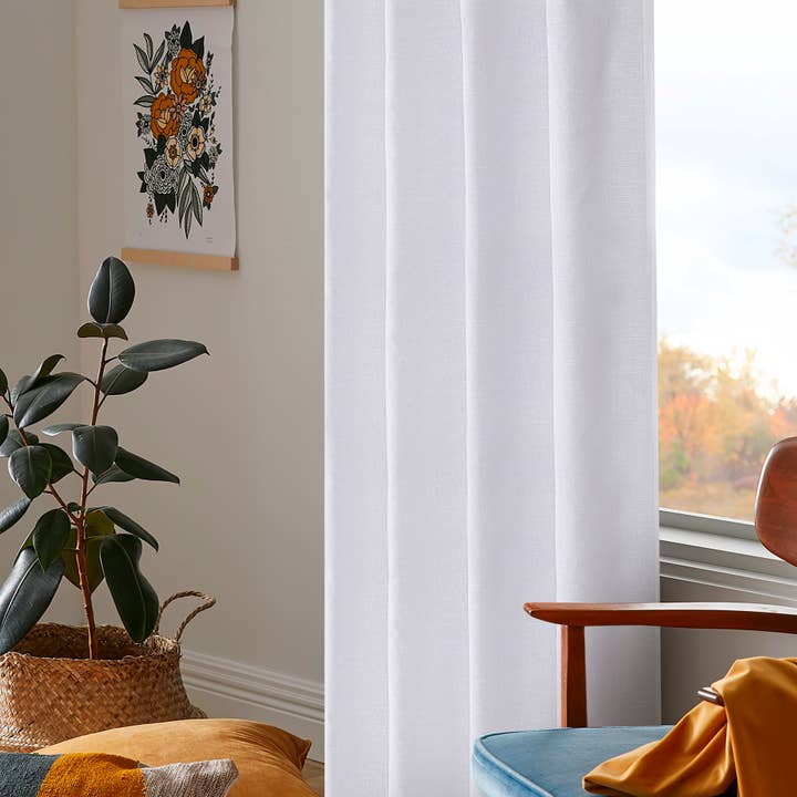 White Cotton Tab Top Curtain, Long Drapes, 50x84- (Set of 2) for wholesale on Faire