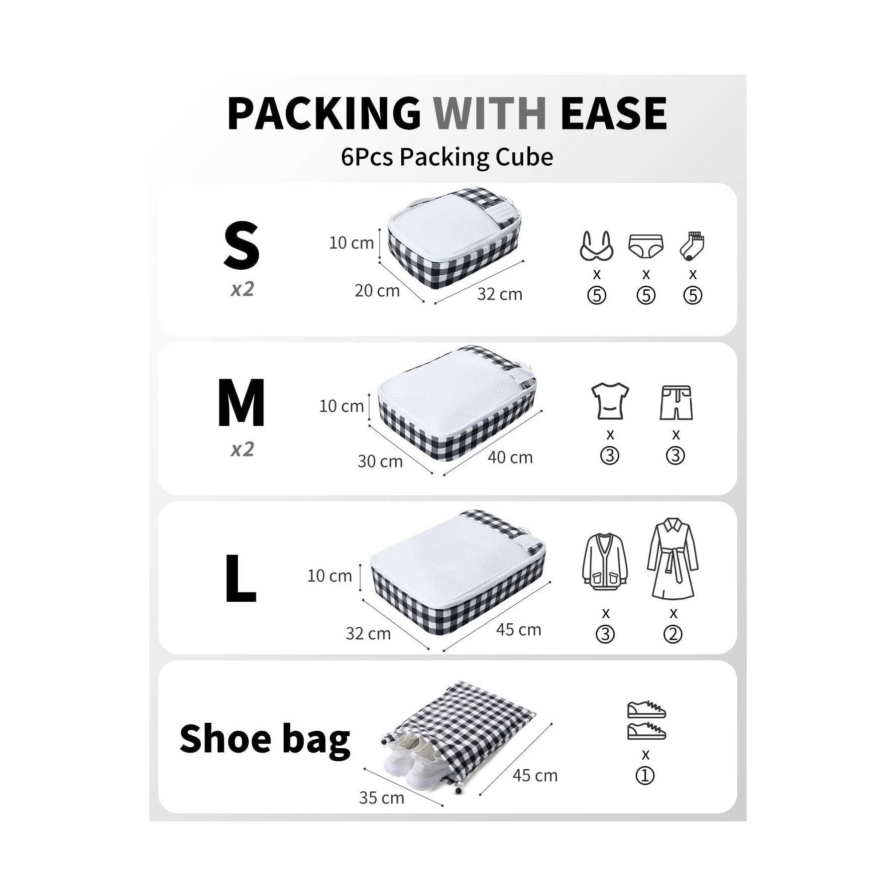 wandf – Engroshandel Pakkeemballage – 6 stk. kuffertorganisatorposer med mærke til rejsetilbehør63