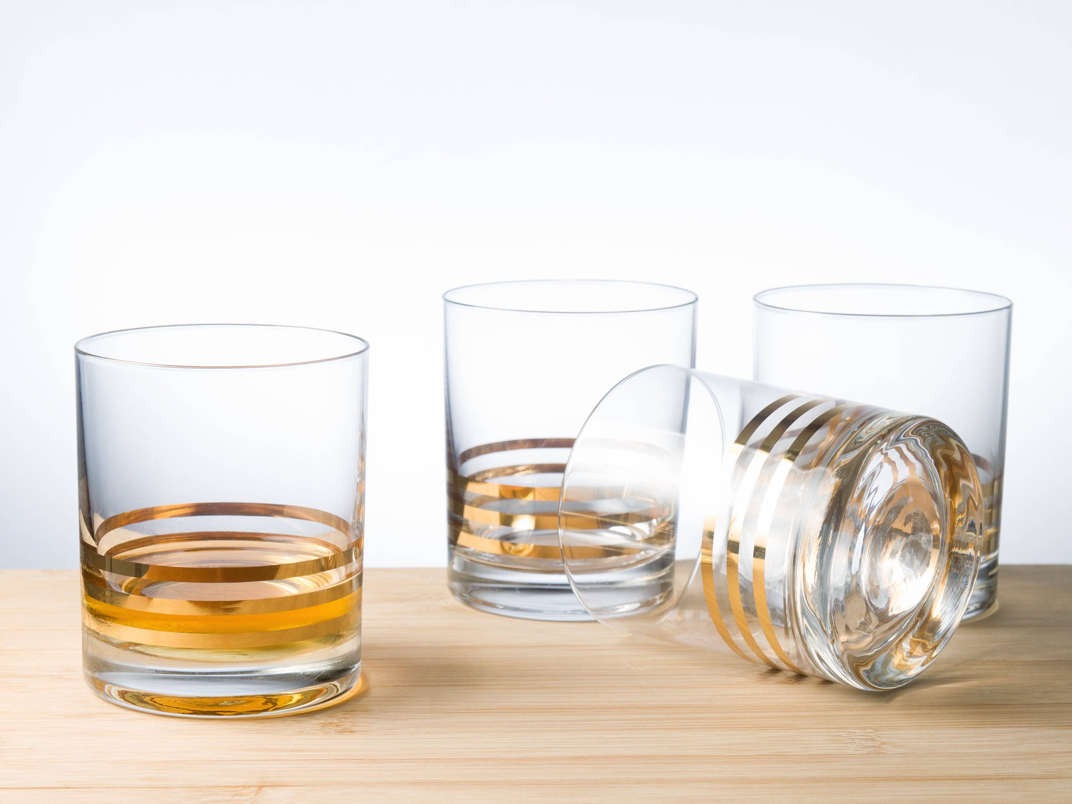 Barski - Vendita all'ingrosso Bicchieri da cocktail/superalcolici - Bicchieri doppi vecchio stile con strisce dorate, set di 43