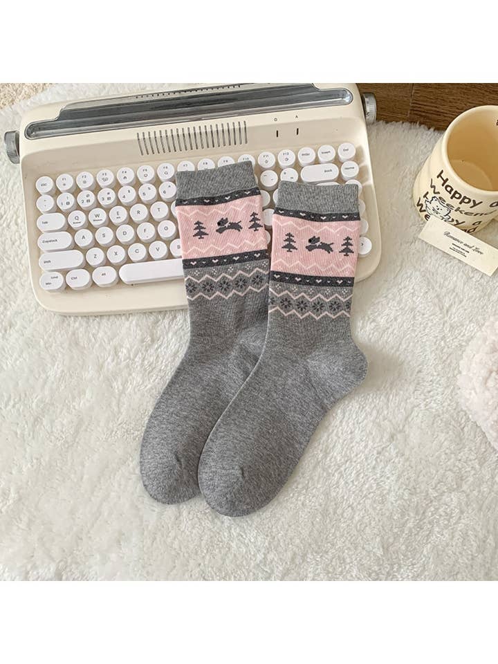 Funkyrel® Atzbranding Limited - Wholesale Socks – Women's - Rufia - Puppy Dog Pattern Cute Mid-Calf Socks1