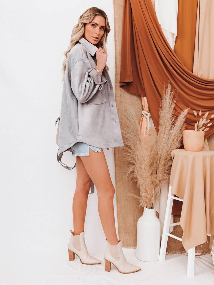 HIDDENBRAND - Wholesale Coat - Women's - Single-Breasted Composite Suede Coat16