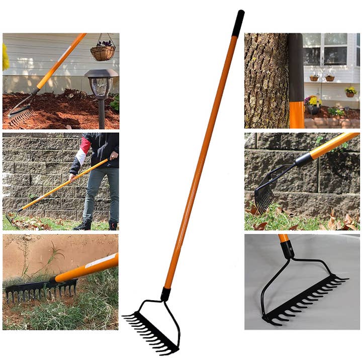 Ashman Online - Wholesale Garden Tool - Ashman Bow Rake (6 Pack) – Heavy Duty 56 Inch Fiberglass Handle, Equipped with Rubber Grip Handle for a Strong Hold When Working – Rust Resistant4
