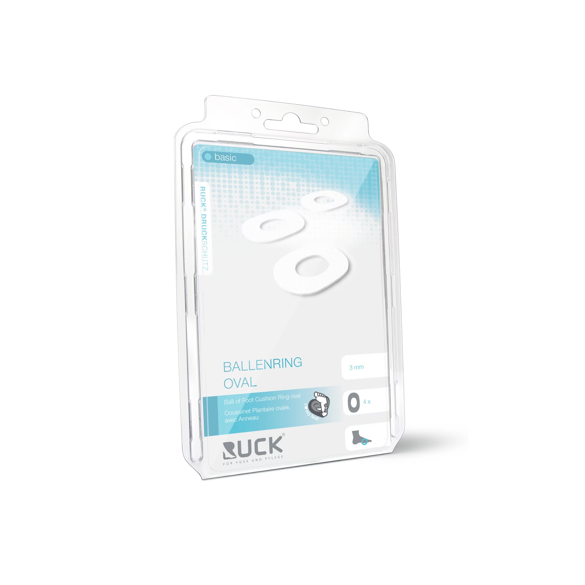 My Podologie - Wholesale Bandaids/Bandages - Stretchable and self-adhesive felt rings - Rectangular shape - 46 x 30 x 3 mm - 4 pieces - Relieves pressure - Ruck0