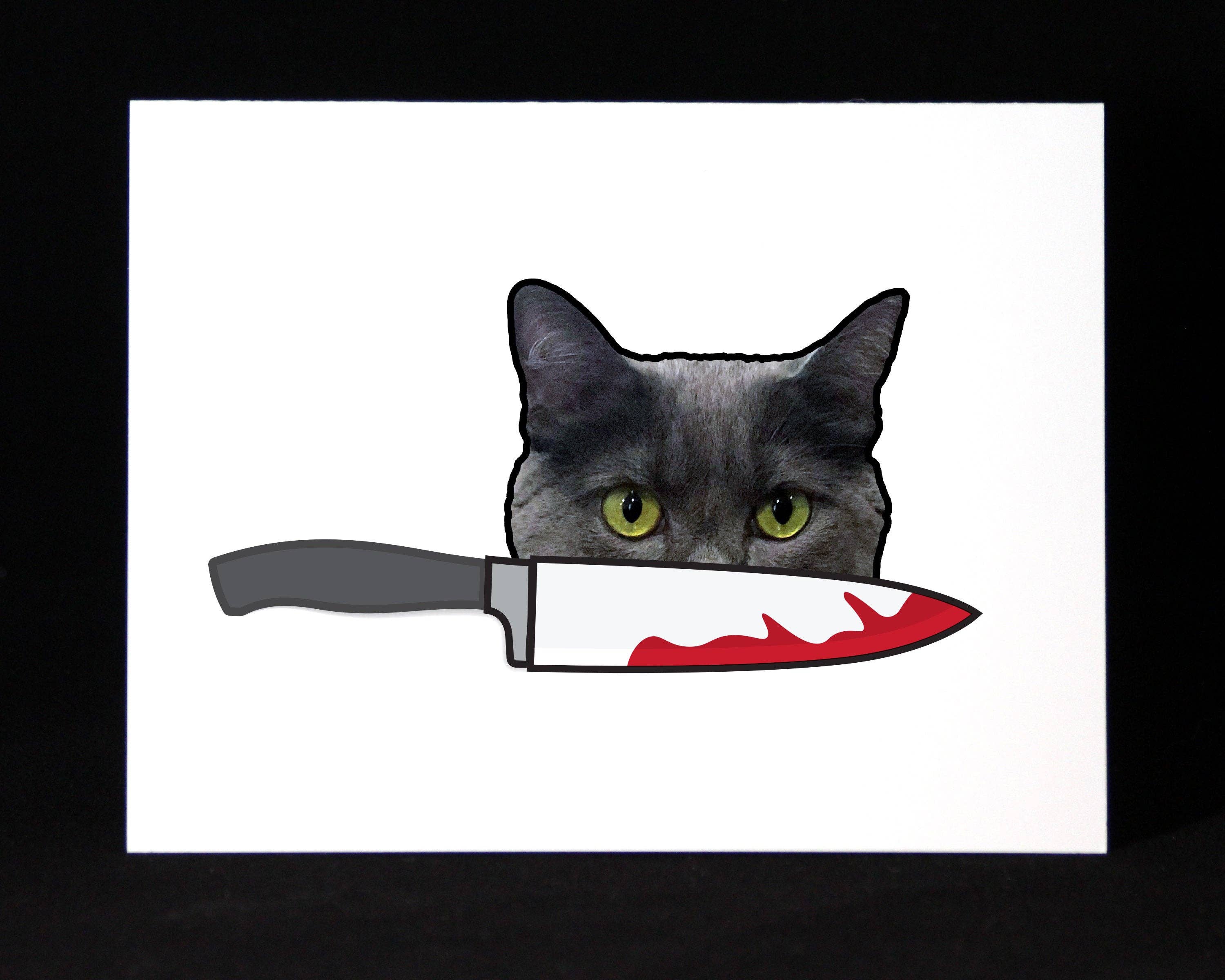 Snarky Pants Studios - Wholesale Everyday greeting card - Murder Cat Knife Card1